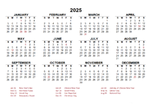 2025 Year at a Glance Calendar with Singapore Holidays