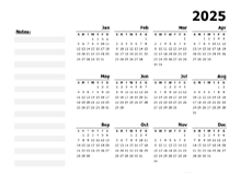 2025 Yearly Calendar Minimal Design