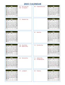 2025 Yearly Calendar Template Vertical Design