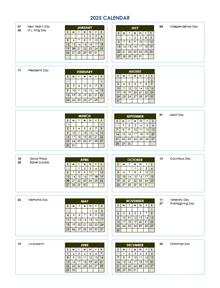 2025 Annual Calendar Vertical Template