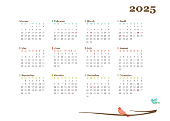 2025 Yearly Canada Calendar Design Template