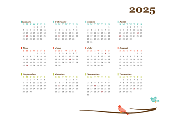 2025 Yearly Editable Word Calendar Template