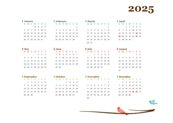 2025 Yearly New Zealand Calendar Design Template