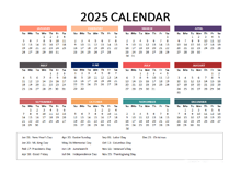 2025 Yearly Powerpoint Calendar Slide