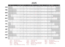 2025 Yearly Project Timeline Calendar Indonesia