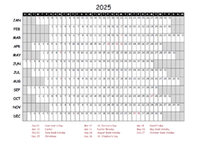2025 Yearly Project Timeline Calendar Ireland