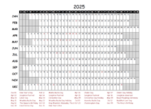 2025 Yearly Project Timeline Calendar Thailand