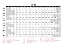 2025 Yearly Project Timeline Calendar UK