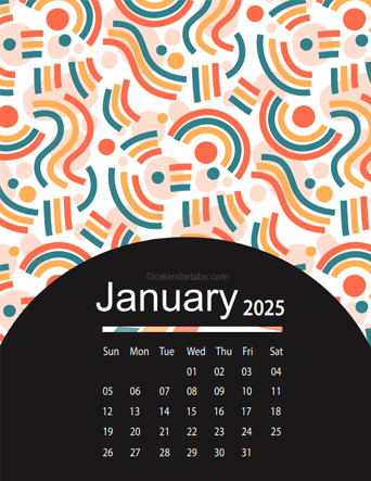 Cute Festive Season 2025 Pattern Calendar