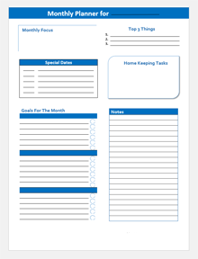 Editable Monthly Goal Planner