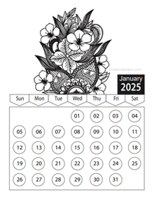 Free 2025 Floral Coloring Calendar