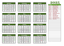 Free Editable 2025 Yearly Word Calendar