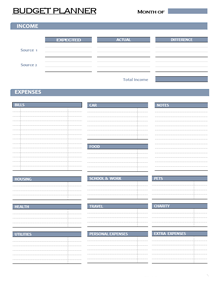 Free Monthly Budget Planner