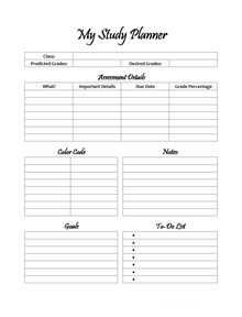 Printable My Study Planner