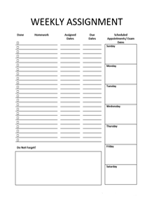 Free Weekly Assignment Planner