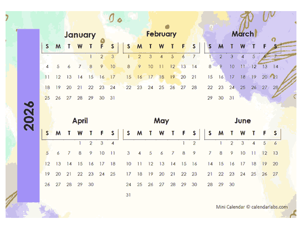 2-Page Mini Calendar 2026 Printable