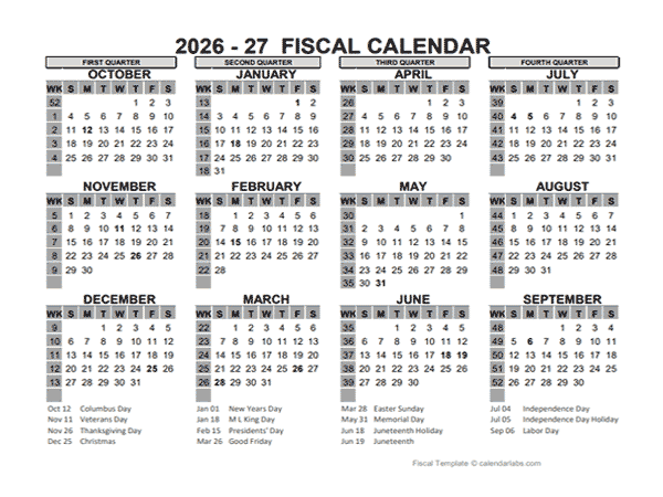 2026 US Fiscal Year Template