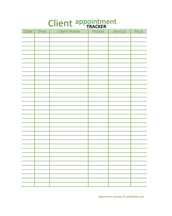 2026 Appointment Calendar Template