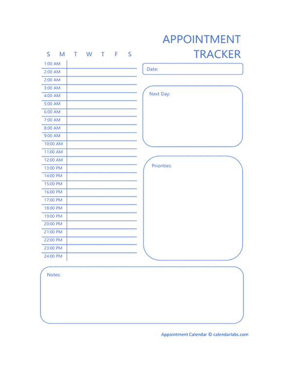 2026 Appointment Tracker Calendar