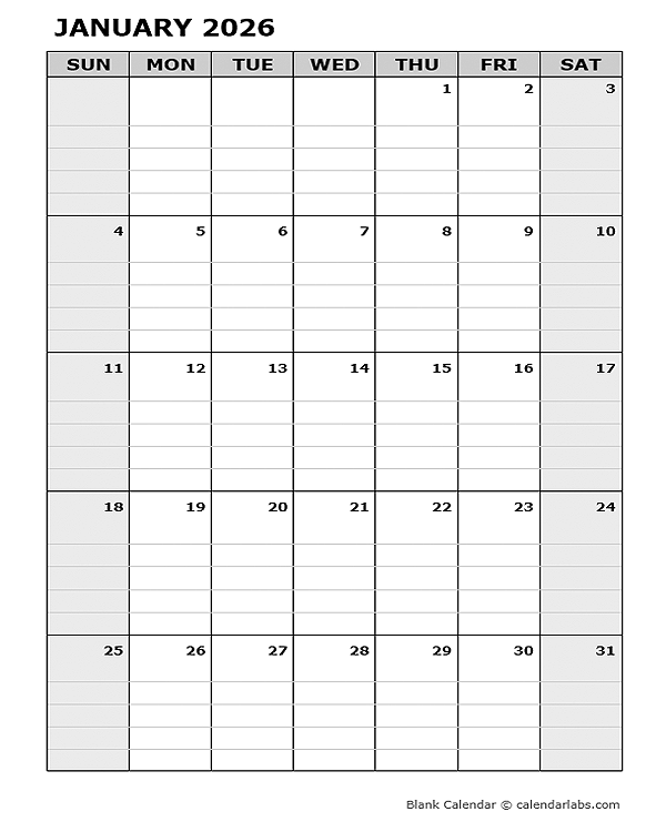 2026 Blank Daily Planner