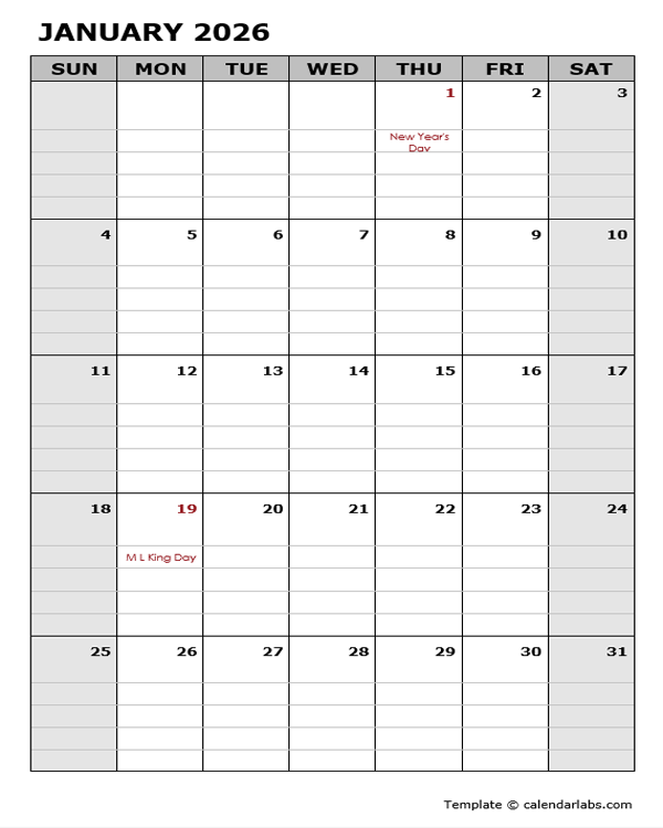 2026 Daily Planner Calendar Template