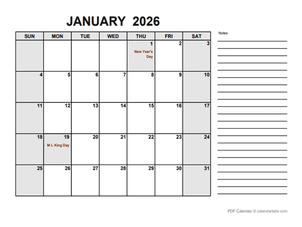 2026 Calendar with Germany Holidays PDF