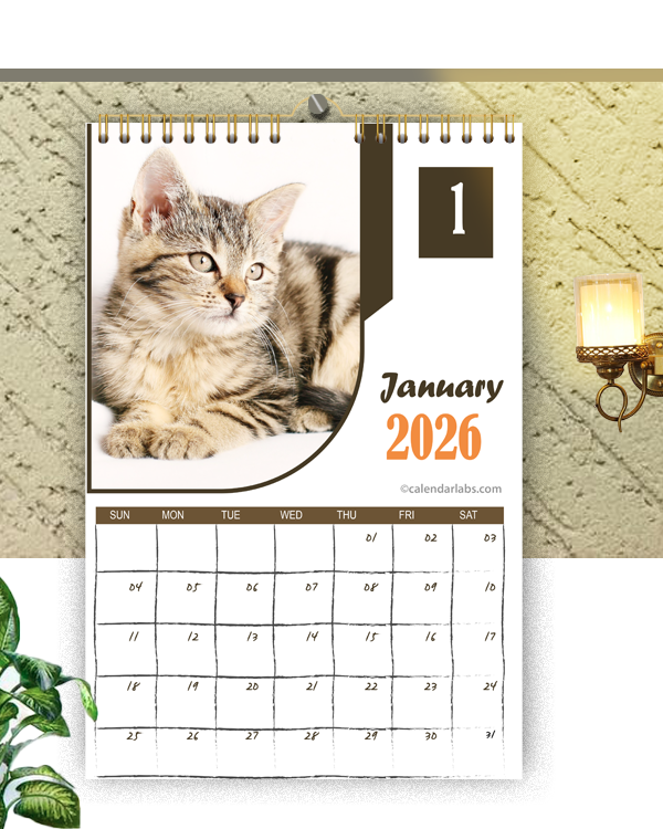 2026 Cat Wall Calendar