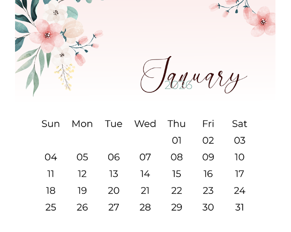 2026 Desk Calendar Cute Floral