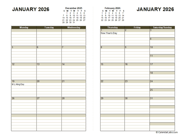 2026 Diary Planner Template