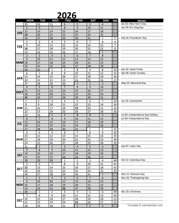 Free 2026 Excel Calendar For Project Management