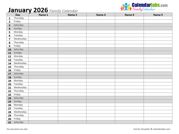 2026 Monthly Planner Template