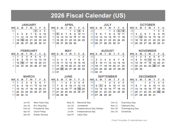 2026 USA Fiscal Quarter Calendar