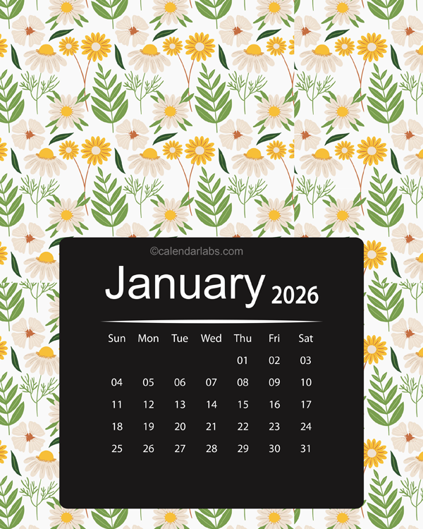 2026 Floral Printable Pattern Calendar