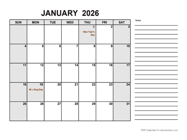 2026 Free Calendar PDF