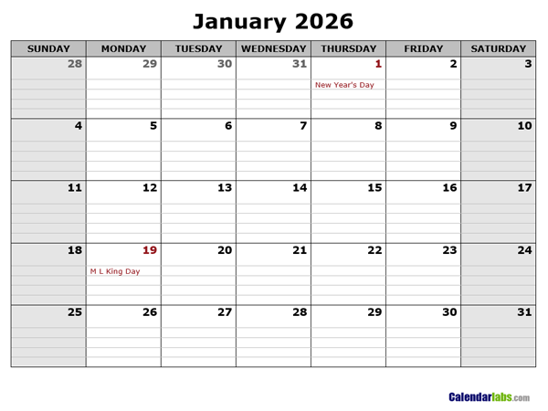 2026 Free Printable Apple Pages Calendar