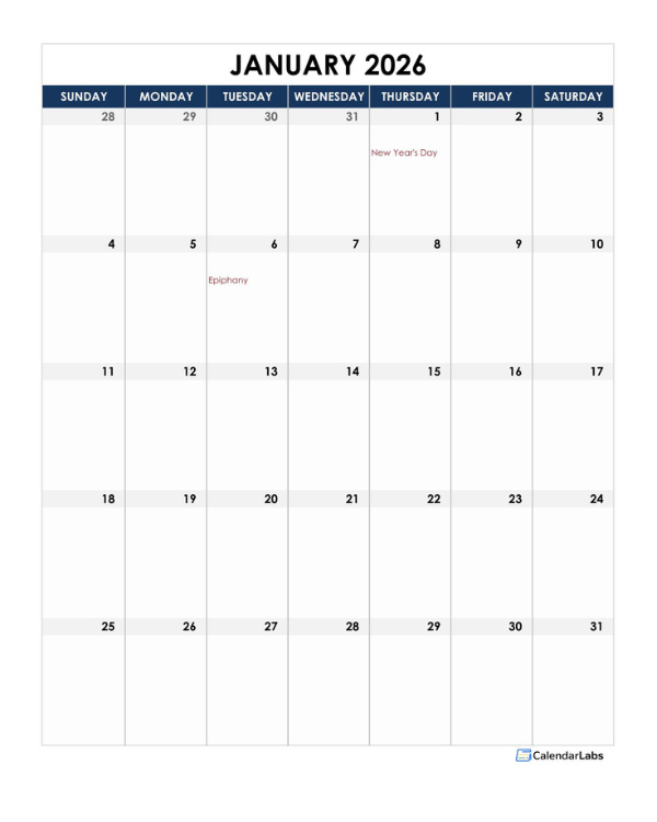 2026 Italy Calendar Spreadsheet Template