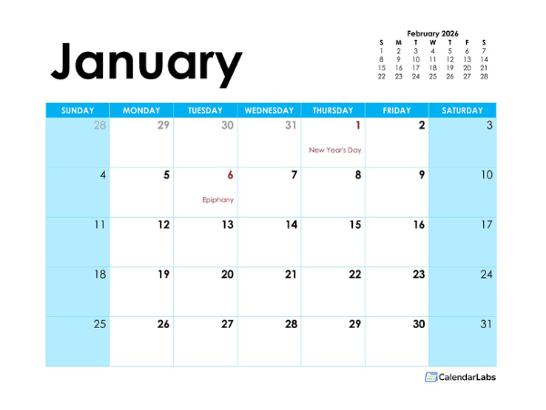 2026 Italy Monthly Calendar Colorful Design