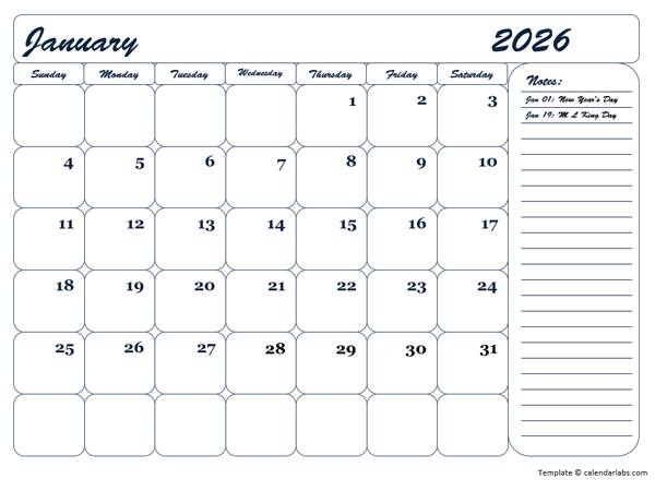 Free Printable Monthly Calendar 2026 Jace Printable