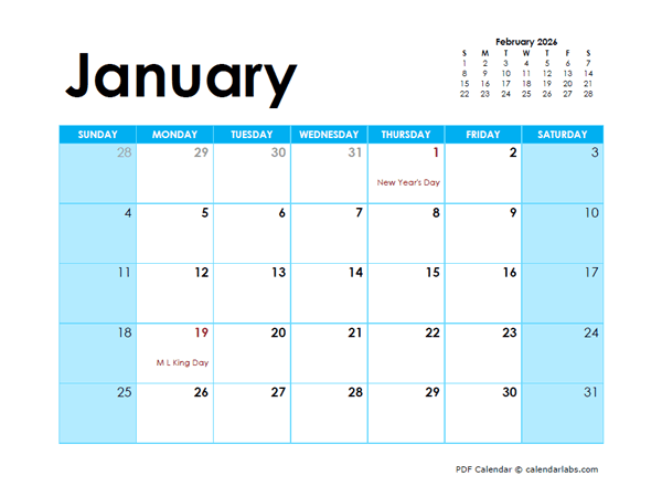 2026 PDF Calendar Blank Month