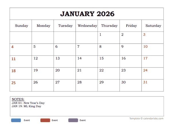 2026 Powerpoint Calendar Template