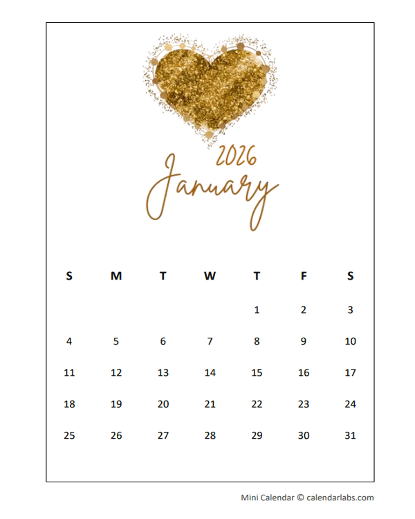 2026 Printable Mini Wallet Calendar