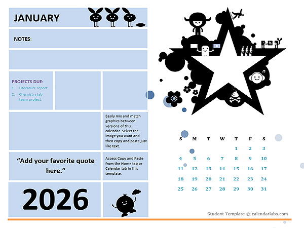 2026 Printable Student Calendar