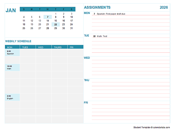 2026 Student Calendar
