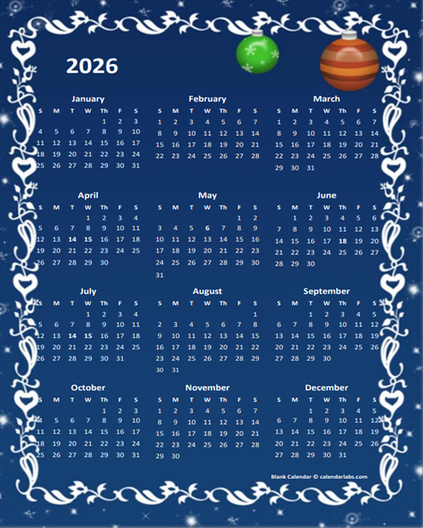 2026 Yearly Calendar Design Template