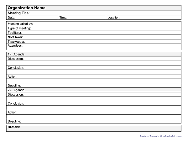 Business Meeting Minutes Templates