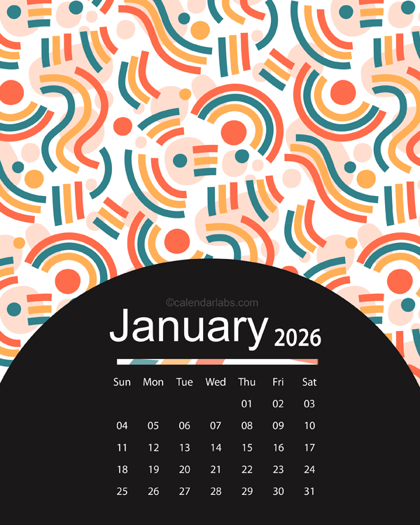 Cute Festive Season 2026 Pattern Calendar