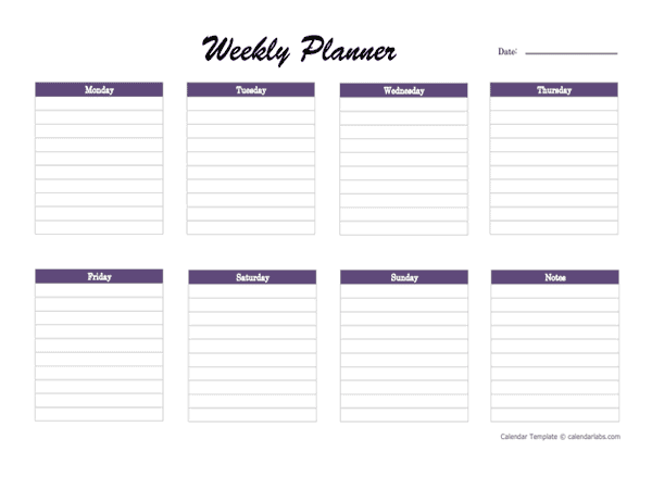 Free Weekly Onenote Planner