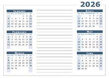 2026 Blank Two Page Calendar Template For 2026