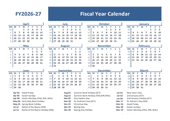 2026-27 Fiscal Year Calendar Template UK