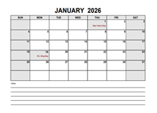 2026 Blank Calendar PDF